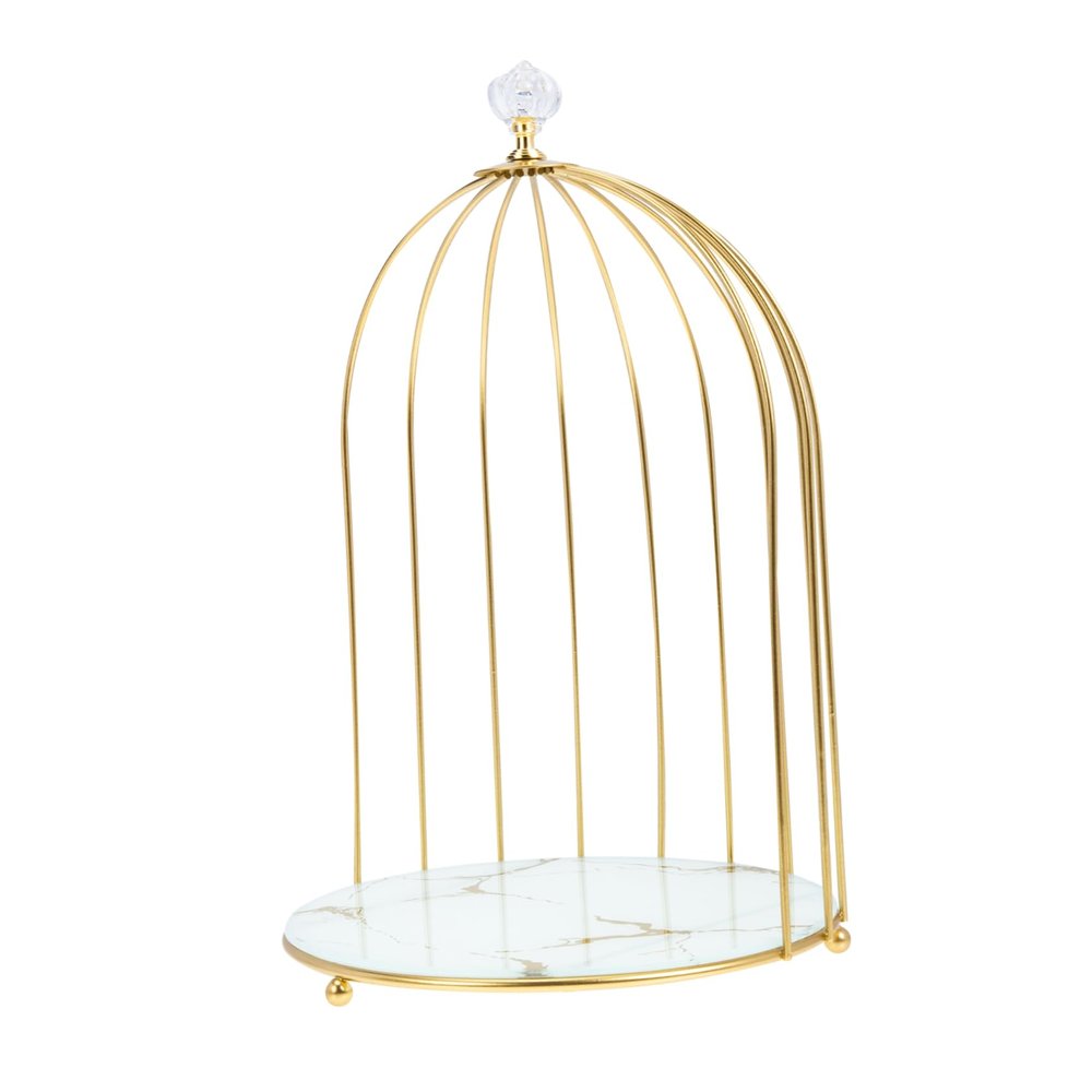 ADOCARN Bird Cage Shaped Makeup Organizer Stand for Cosmetics Elegant Desktop Storage Rack for Lipsticks and Perfumes Decorative Dresser Display for