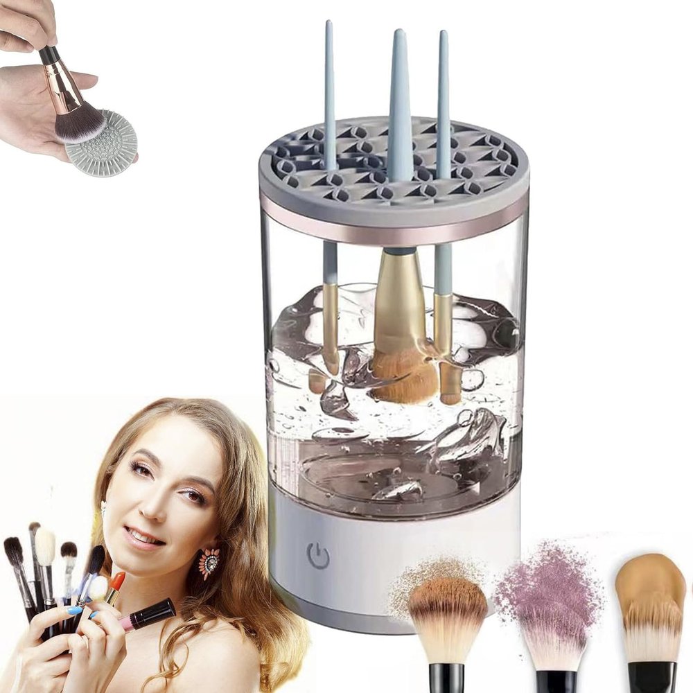 Beauty Swirl Cosmetic Brush Cleaner,The Cozy Luna Makeup Brush Cleaner Beauty Swirl Electric Cosmetic Brush Cleaner Cozy Luna Rechargeable Automatic Spinning for All Size Makeup Brush (1pcs-White)