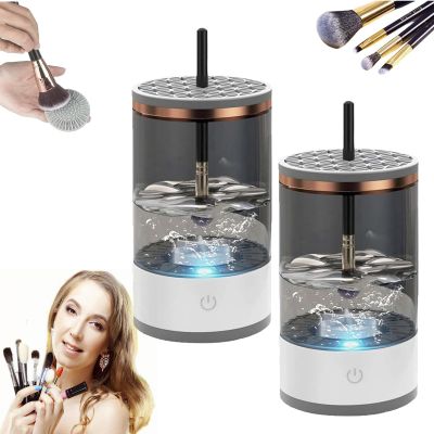 Beauty Swirl Cosmetic Brush Cleaner,The Cozy Luna Makeup Brush Cleaner Beauty Swirl Electric Cosmetic Brush Cleaner Cozy Luna Rechargeable Automatic Spinning for All Size Makeup Brush (2pcs-Black)