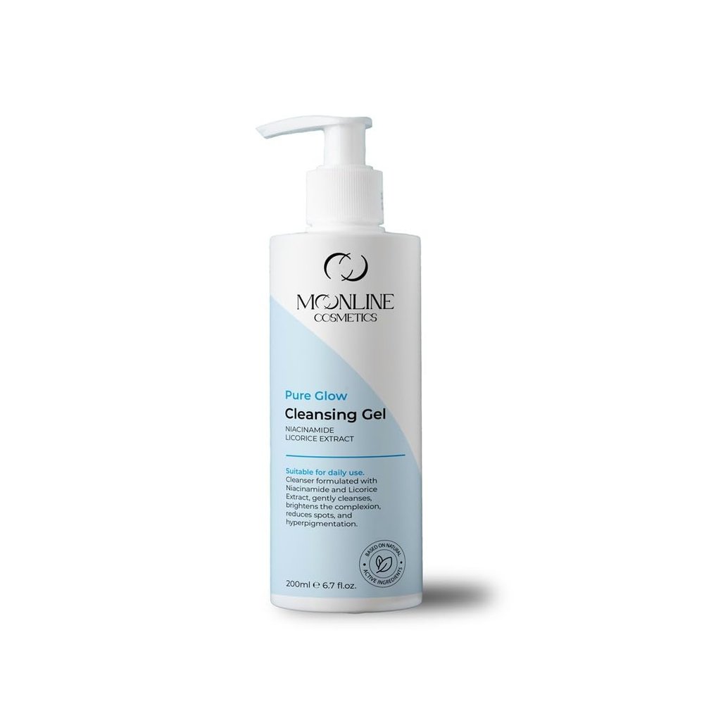 Moonline Cosmetics Pure Glow Cleansing Gel with Niacinamide, Licorice Extract, 6.7 fl oz