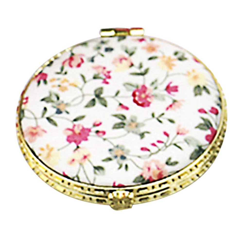 1Pc Round Pocket Folding Makeup Vintage Double Sides Floral Printed