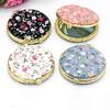 1Pc Round Pocket Folding Makeup Vintage Double Sides Floral Printed view 2