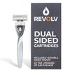 REVOLV - Mens Razor - 1 Premium Weighted Handle + 1 Dual-Sided Cartridge - For a Closer, Smoother Shave - Safe on Sensitive Skin - Grey view 1