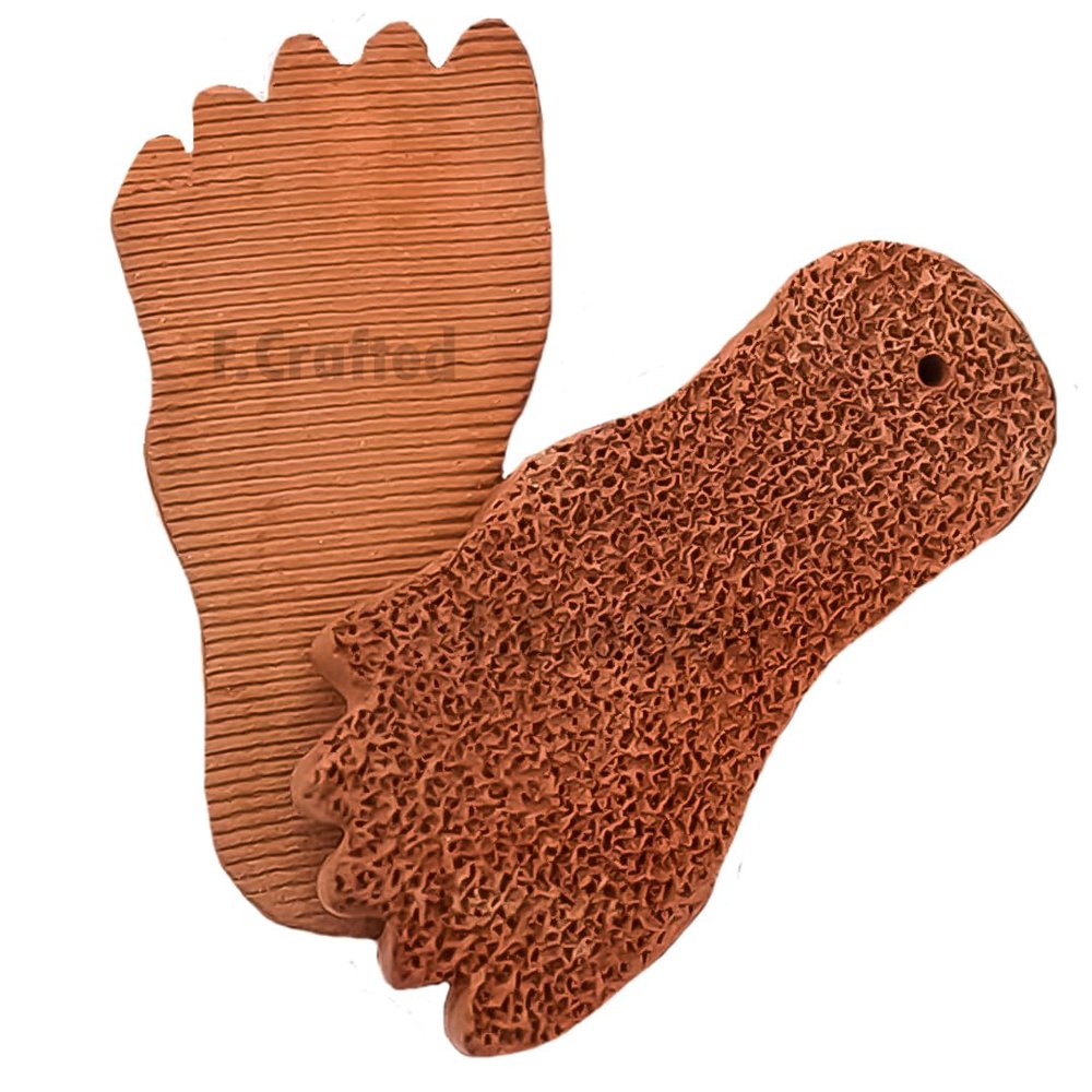 Feet Scrubber Dead Skin Foot Exfoliator | Foot Pumice Stone Best Foot Exfoliate | Pumas Stone for feet Feet Exfoliator | Natural Pumice Stone for feet Foot Scrubber Terracotta (Foot Shape Scrubber)
