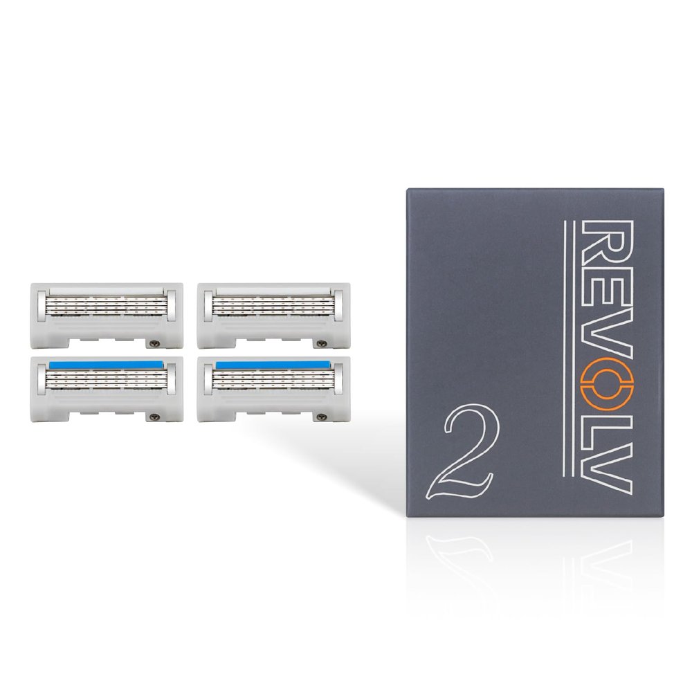 Revolv Dual Sided Razor Cartridge Refill, 2-Pack Premium Razor Blades for Men with Swedish Steel - Long Lasting Shave for Sensitive Skin - Perfect for Men's Shaving Kits and Men's Shaver