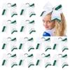 12PCS Cheer Bows Bulk Glitter Cheerleading Bows Girls Hair Bows White Green Cheer Bows Elastic Band Ponytail Holder for Cheerleaders Teen Girls College Sports Competition view 1