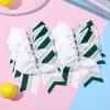 12PCS Cheer Bows Bulk Glitter Cheerleading Bows Girls Hair Bows White Green Cheer Bows Elastic Band Ponytail Holder for Cheerleaders Teen Girls College Sports Competition view 3
