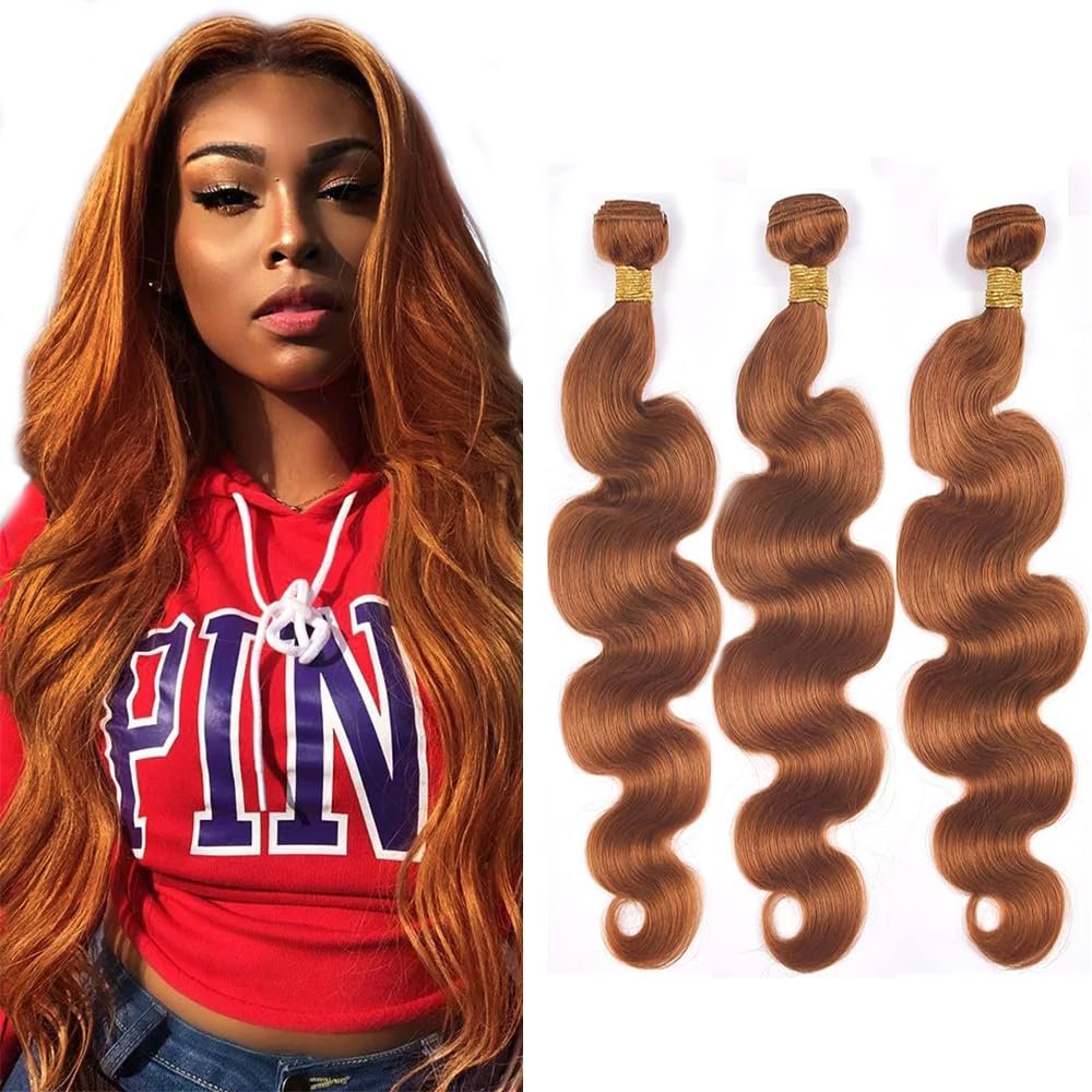 Color 30 Human Hair Bundles Brown Body Wave Bundles Human Light Brown Bundle 18 20 22 Inch Healthy And Soft Unprocessed Brazilian Remy Hair