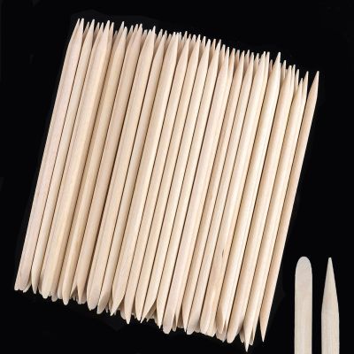 200Pcs Professional Disposable Nail Stick Cuticle Pusher Bulk Crystal Nail Care Sticks Cuticle Manicure Pedicure Stick for Fingernail Cleaning Cuticle Stick (Yellow/Bamboo)