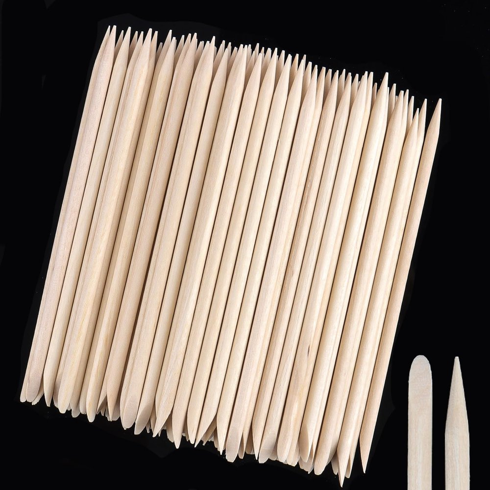 200Pcs Professional Disposable Nail Stick Cuticle Pusher Bulk Crystal Nail Care Sticks Cuticle Manicure Pedicure Stick for Fingernail Cleaning Cuticle Stick (Yellow/Bamboo)