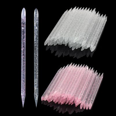 100 Pcs Professional Disposable Nail Stick Cuticle Pusher Bulk Crystal Nail Care Sticks Cuticle Manicure Pedicure Stick for Fingernail Cleaning Cuticle Stick (Pink/Silver)