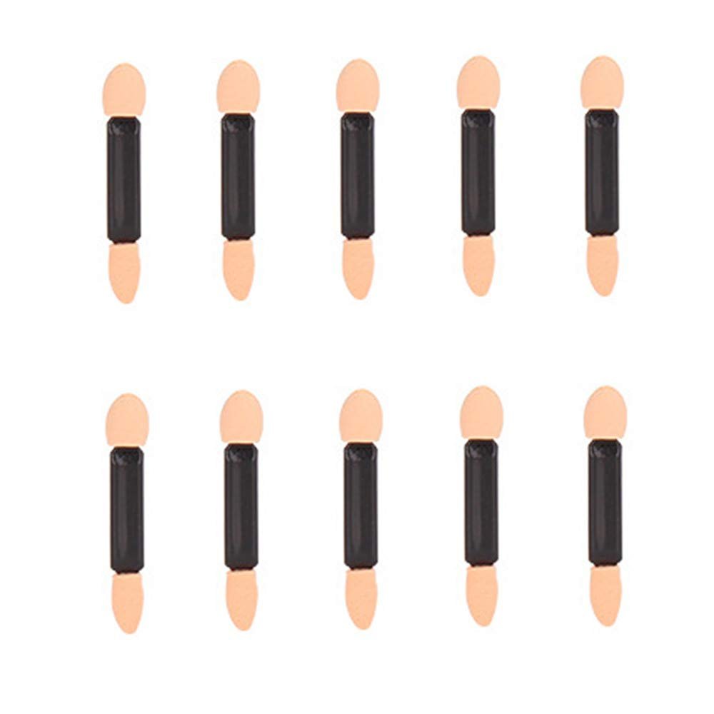 10Pcs Disposable Double Ended Eyeshadow Brush Sponge Tipped Oval Eyeshadow Applicator Black, Nice Design