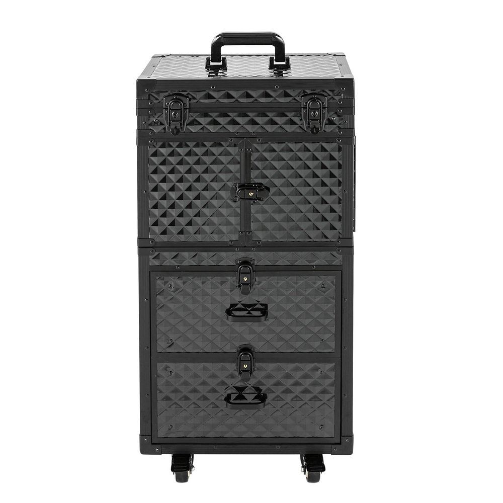 DAJILISHI Rolling Makeup Case, Professional 4-Drawer Rolling Makeup Case, Portable & Durable Cosmetic Train Case, for Professional Make-Up Artists, Hairstylists, Nail Artists, Beauticians