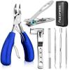 Toenail Clippers for Seniors Thick Toenails, Aucurwen Heavy Duty Toe Nail Clippers Adult Thick Nails Long Handle, Large Toenail Clippers for Thick Nails 7Pcs(Blue) view 1