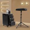 Bokknppo Rolling Makeup Train Case Professional Cosmetic trolley on Wheels Large Storage Lockable Travel Organizer with Drawer Nail Cart Trunk Cosmetic Suitcase for Makeup Nail Artist (Metal Panel) view 2