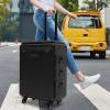 Bokknppo Rolling Makeup Train Case Professional Cosmetic trolley on Wheels Large Storage Lockable Travel Organizer with Drawer Nail Cart Trunk Cosmetic Suitcase for Makeup Nail Artist (Metal Panel) view 4