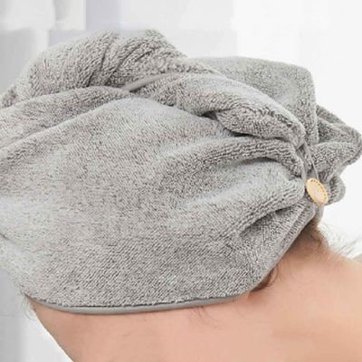 A1DFDFGOQSFG New 2-Color Magic Towel Dry Hair Quick Drying Hair Dryer Towel Bath Wrap Hat Quick Cap Headscarf Dry Magic Hair Dry Towel (Color : Gray) (Natural)