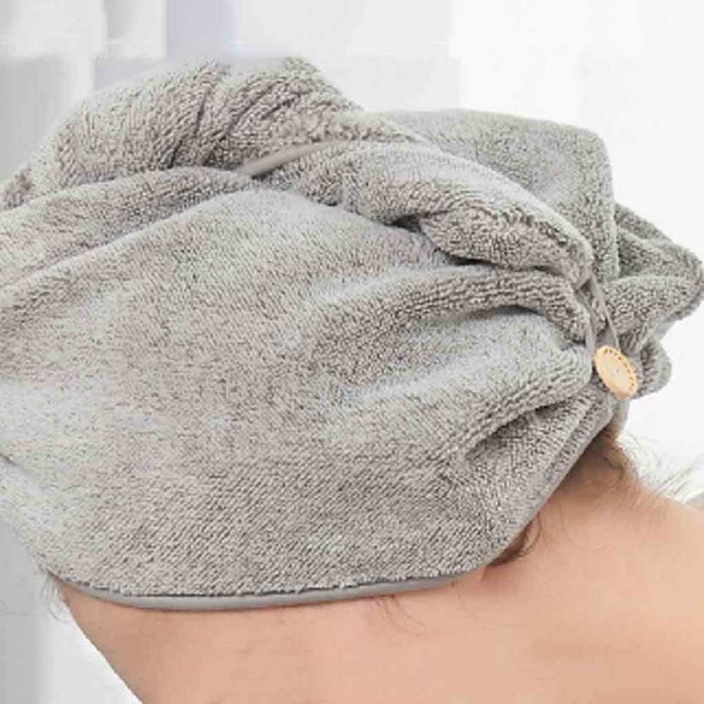 A1DFDFGOQSFG New 2-Color Magic Towel Dry Hair Quick Drying Hair Dryer Towel Bath Wrap Hat Quick Cap Headscarf Dry Magic Hair Dry Towel (Color : Gray) (Natural)