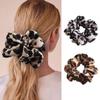 2pcs Leopard French Hair Scrunchies,Punk Vintage Large Elastic Scrunchie Hair Tie Ponytail Holders Bun Cover for Girls and Women view 1