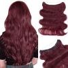 Benehair Halo Hair Extensions Real Human Hair, Halo Hair Extension 100% Human Hair, Wavy Halo Extensions Human Hair, Curly Human Hair Halo Extensions, Wire Hair Extension, #Wine Red 60g/14inch view 1