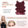 Benehair Halo Hair Extensions Real Human Hair, Halo Hair Extension 100% Human Hair, Wavy Halo Extensions Human Hair, Curly Human Hair Halo Extensions, Wire Hair Extension, #Wine Red 60g/14inch view 4