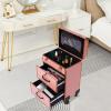Bokknppo Professional Rolling Makeup Case with Drawers Train Case Large Cosmetic Trolley with Locks Storage Case on Wheels Travel Organizer with Adjustable Dividers for Nail Hair Styling (Rose Gold) view 2