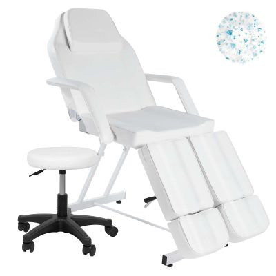 FRATUNAR Facial Chair, Adjustable Tattoo Chair Facial Bed with Hydraulic Stool Massage Bed for Professional Massage Facial Lash Beauty Treatment Spa, White