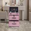 Bokknppo Professional Rolling Makeup Case with Drawers Train Case Large Cosmetic Trolley with Locks Storage Case on Wheels Travel Organizer with Adjustable Dividers for Nail Hair Styling (Pink) view 2