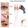 300 PCS Eyelash Extension Supplies Kit, Disposable Lash Spoolies Brushes Micro Swab Brushes Mascara Wand Lip Brushes for Eyelash Extension Tattoo Lipstick ApplicatorPink/Red Brush view 2