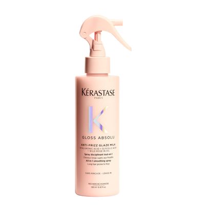 Kerastase Gloss Absolu Anti-Frizz Glaze Milk - Instantly Detangles, Hydrates & Smooths, Eases Blow-Dry, Absorbs Frizz & Fly-Aways, Protects from Heat & Humidity, For Long Hair, 6.4 Fl Oz