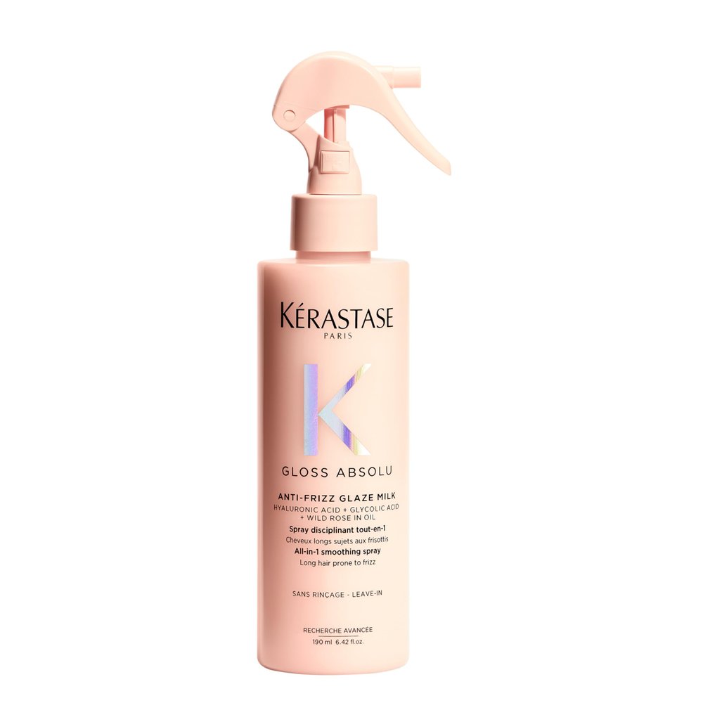 Kerastase Gloss Absolu Anti-Frizz Glaze Milk - Instantly Detangles, Hydrates & Smooths, Eases Blow-Dry, Absorbs Frizz & Fly-Aways, Protects from Heat & Humidity, For Long Hair, 6.4 Fl Oz