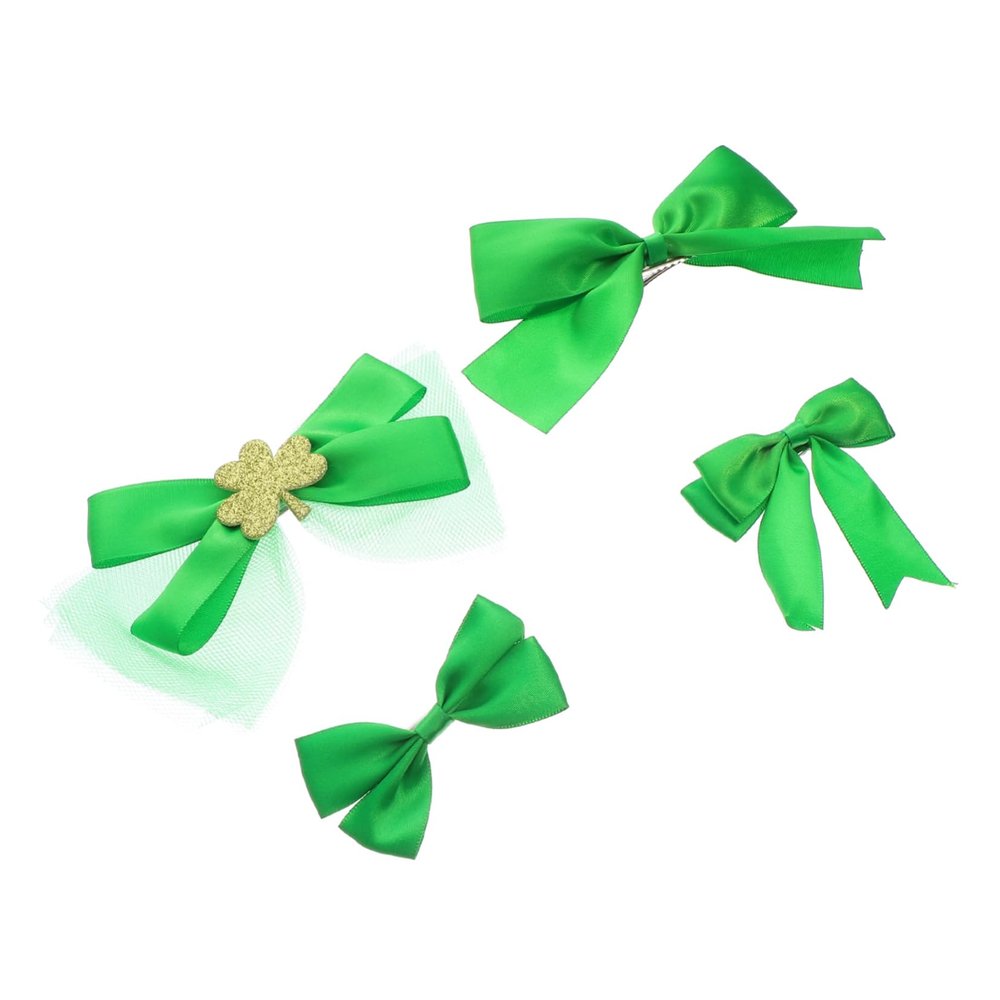 WRITWAA 4pcs Patrick's Day Festival Hairpins for Boys and Girls Adults Bow Hair Accessories for Celebrations and Costumes