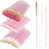 300 PCS Eyelash Extension Supplies Kit Disposable Micro Swab Brush Match Eyebrow Spoolie Lip Stick Brush Mascara Wand Applicator Mascara Applicator Eyelashes Tool(Pink/Green) view 1