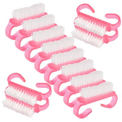 FRCOLOR Mini Nail Brush Set 12pc Nylon Plastic Nail Dust Brush for Cleaning Fingernail Home Use