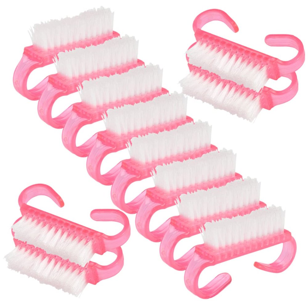 FRCOLOR Mini Nail Brush Set 12pc Nylon Plastic Nail Dust Brush for Cleaning Fingernail Home Use