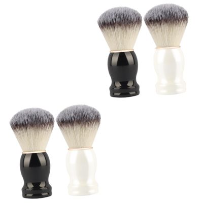 HONMEET 4pcs Foaming Shaving Brush Handle Gentle Beard Brush for Men for Traditional Grooming Barber Shops and Colors Included