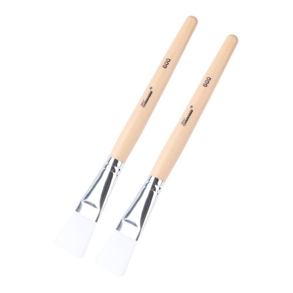 WEKADRIN 2pcs Wooden Handle Facial Mask Brush for Professional Application of Face Masks Needs for Home and Spa Use Easy to Clean