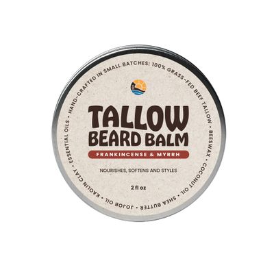 All-Natural Tallow Beard Balm for Men - Smooth, Shape, Moisturize & Soften - Zero Toxins - Perfect for Everyday Use - 2oz