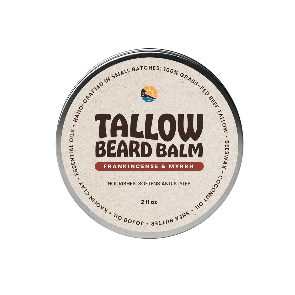 All-Natural Tallow Beard Balm for Men - Smooth, Shape, Moisturize & Soften - Zero Toxins - Perfect for Everyday Use - 2oz