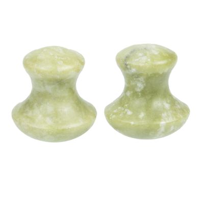 DECOMELODY 2pcs Jade Mushroom Shaped Gua Massage Tool for Care Ergonomic Design for for Unblocking and Scraping for Neck Shoulder and Facial Massage