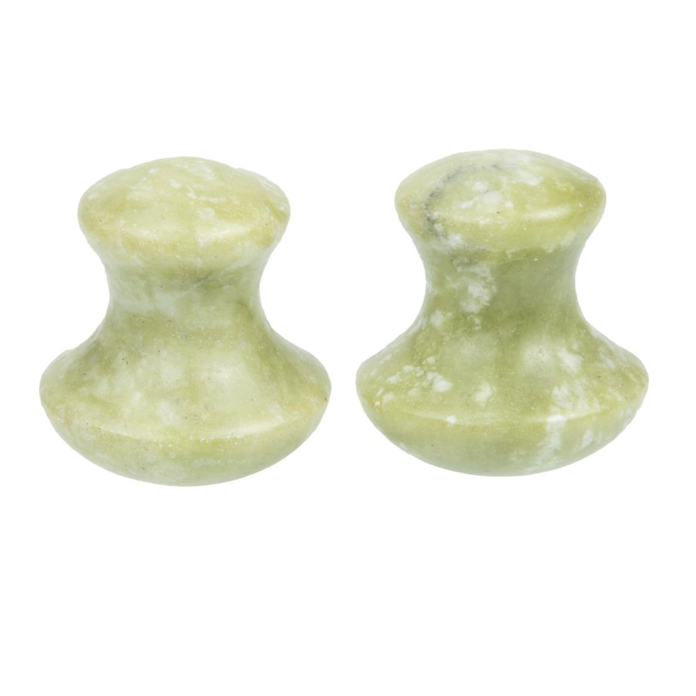DECOMELODY 2pcs Jade Mushroom Shaped Gua Massage Tool for Care Ergonomic Design for for Unblocking and Scraping for Neck Shoulder and Facial Massage
