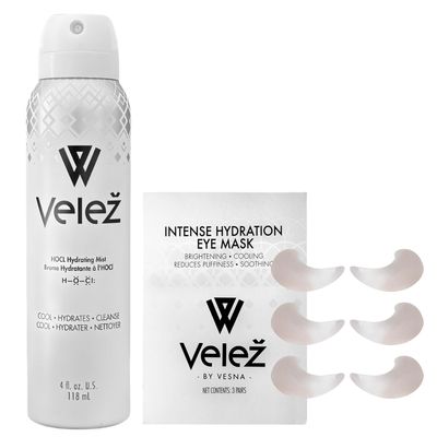 Vele Hydration Duo, Intense Under Eye Masks for Puffiness & HOCL Face Mist Hydrating Spray, Gentle, Refreshing Facial Spray for Cleansing & Soothing Skin, 4 Fl Oz