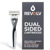 REVOLV - Mens Razor - 1 Premium Weighted Handle + 1 Dual-Sided Cartridge - For a Closer, Smoother Shave - Safe on Sensitive Skin - Black view 1