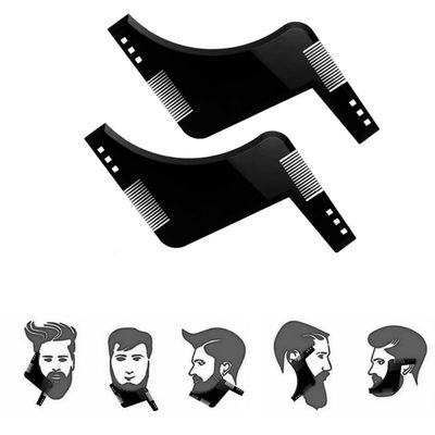 2PCS/Set Beard Template Shaper Styling Tool Beard Modeling Mold Facial Hair Sideburns Mustache Trimming Contour Tool Men's Care Comb Perfect For Line Up Edging Beard Guide Barber Tool