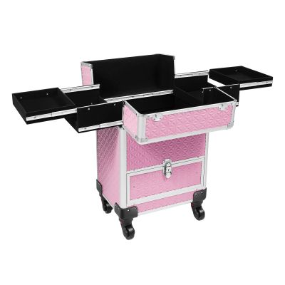 Chynalys Cosmetology Case On Wheels, Rolling Makeup Case, Large Travel Makeup Case, Barber Case, Portable Adjustable Studio Travel Cart for Storing Tools Or Daily Necessities When You Go Out
