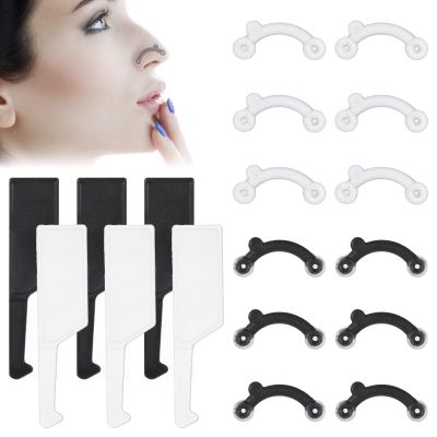 6 Pairs Nose Shaper Nose Up Lifting Shaping Clip Invisible Nose Lifter Beauty Tool Nose Shaper Inserts Silicone Nose Straightener Nose Lift Tools Nasal Shaper for Women Men (Black, White)