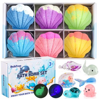 Bath Bombs for Kids, 3.5oz Large Mermaid Bath Bomb with Toys Inside, Girls Bath Bombs with Surprise Inside, Organic Natural Bubble Bath Fizz for Kids, 6 Pack
