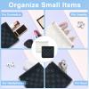 4PCS Small Makeup Bag for Purse, Mini Leather Pocket Cosmetic Bag for Women, Waterproof Portable Makeup Pouch No Zipper Coin Purse Lipstick Bag Accessories, Checkered Travel Storage Bag(White, Black) view 4