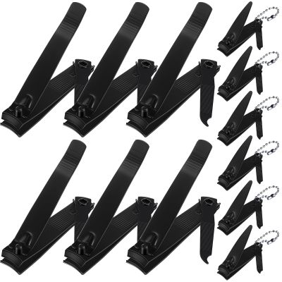 Bememo 12 Pieces Stainless Nail Clippers Set Fingernail and Toenail Clippers Nail Cutter Tool Set for Men and Women(Black)
