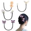 4 Pcs Flower Hair Bun Maker Elegant Lazy Hair Curler Rhinestone Hand-Embroidered French Butterfly Twist Scrunchies Hairstyle Shaper Accessories Sparkly Ball Clip for Women Long Hair view 1